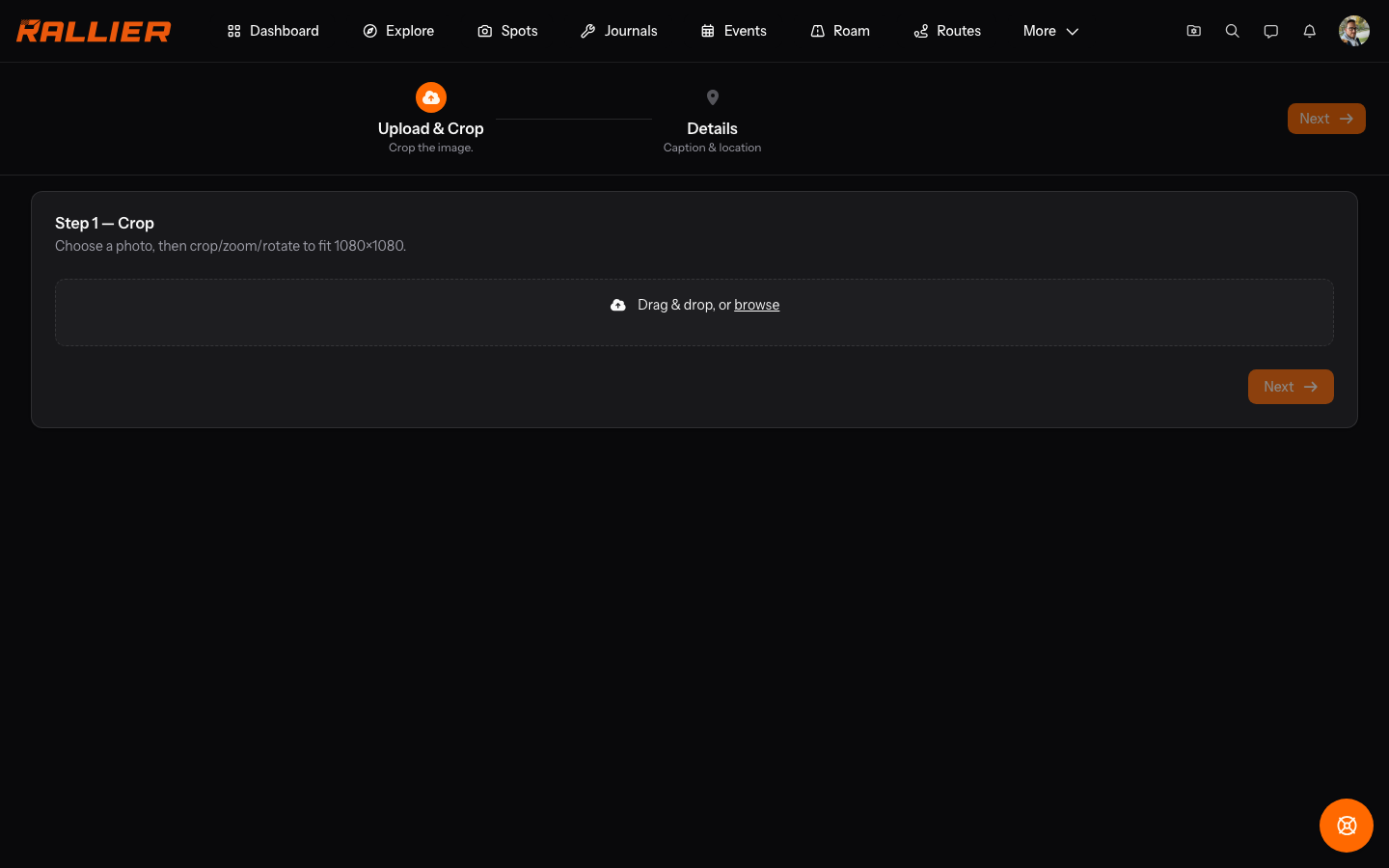The spot upload wizard on the web, showing the privacy picker